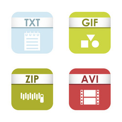 simple square file types formats labels icon set vector image