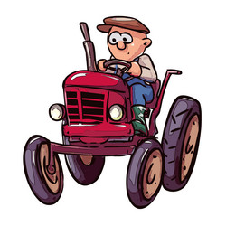 farmer driving a tractor - cartoon vector