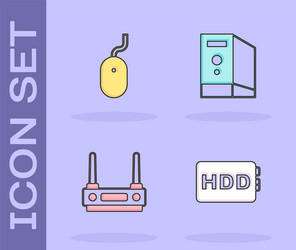 set hard disk drive hdd computer mouse router vector image