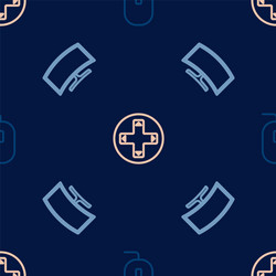 set line computer mouse monitor and game vector image
