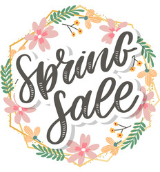 spring sale word hanging on leaves with strings vector image