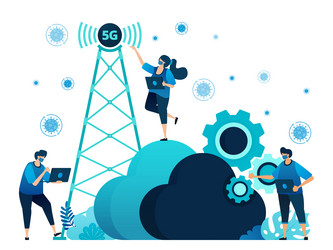 5g infrastructure and internet network vector image