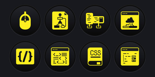 set programming language syntax cloud technology vector