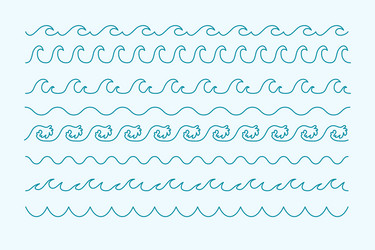 waves curve line style sea pattern borders vector image