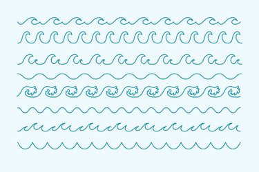 Waves curve line style sea pattern borders vector