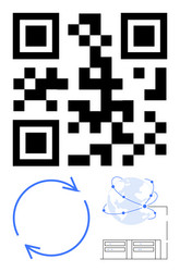 qr code with global connectivity cloud computing vector image