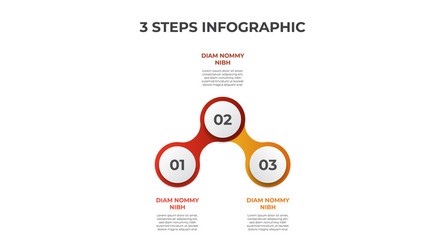 3 points steps connected circle diagram vector