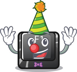 Clown cartoon f1 button installed on keyboard vector