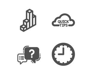 quick tips question mark and 3d chart icons time vector image