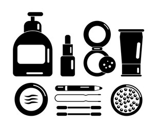 Set black icons cosmetics for face vector