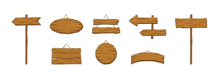 Wooden and timber signboard of different shape Vector Image