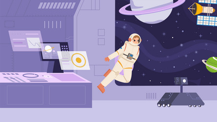 astronaut in spacesuit flying spaceship vector image