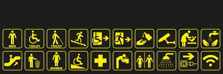 Black yellow different important signs Royalty Free Vector