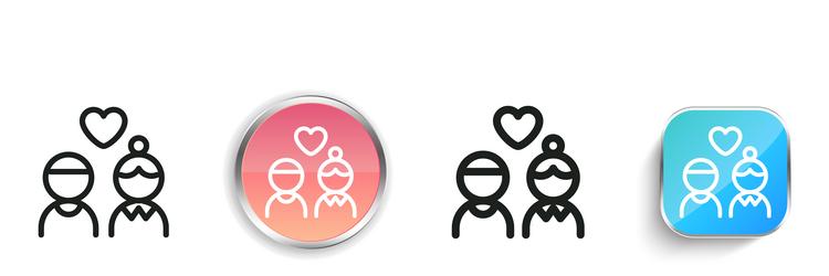couple icon thin linear regular and button style vector image
