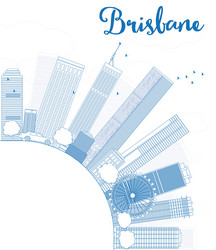 outline brisbane skyline with blue building vector