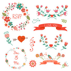 Romantic Floral Elements Vector Image
