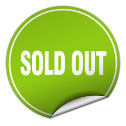 sold out round green sticker isolated on white vector