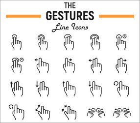 touch gesture line icon set touchscreen and hands vector