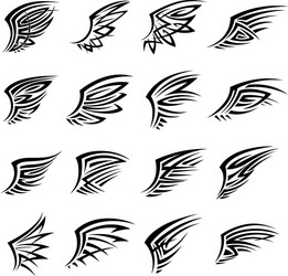 Tribal Black Wing Icons Vector Image