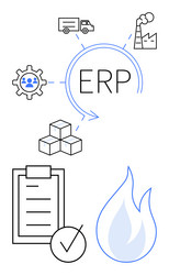 erp system workflow representing logistics vector image