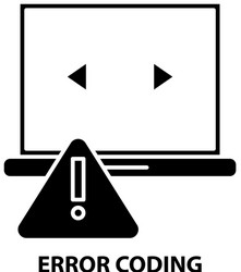 error coding icon black sign with editable vector image