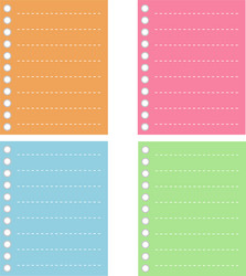 four color of lined spiral notepad papers vector