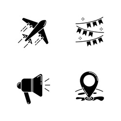 Holiday recreation black glyph icons set on white vector