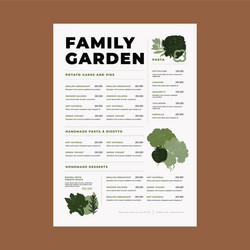 Restaurant vegetable vertical menu template cafe vector