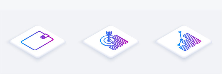 set isometric line wallet target with coin symbol vector image