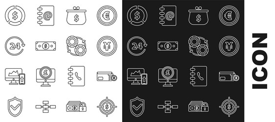 set line target with dollar symbol envelope coin vector image