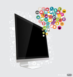 computer display with cloud of application vector image
