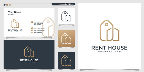 Building rent logo design with line art concept Vector Image