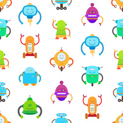 robots and seamless pattern vector