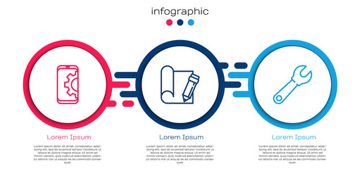 Set line setting on smartphone graphing paper vector