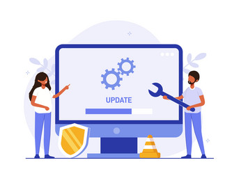 system or web application upgrade procedure vector image