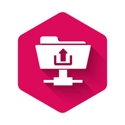 white ftp folder upload icon isolated with long vector image