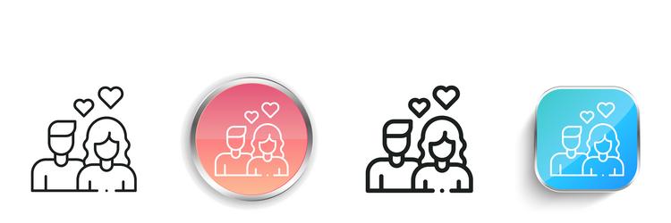 couple icon thin linear regular and button style vector image