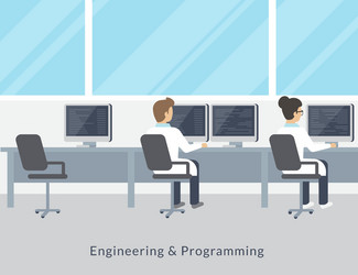 engineering and programming working process vector image