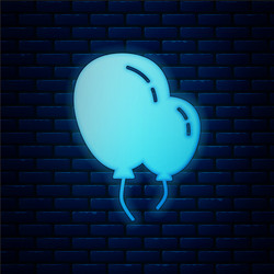 Glowing neon balloons with ribbon icon isolated vector