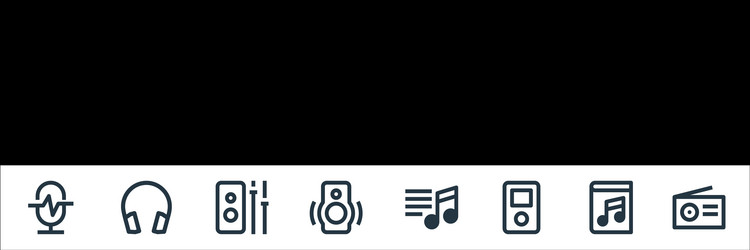 Music player interface line icons linear set vector