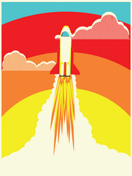 Retro design flying space shuttle Royalty Free Vector Image