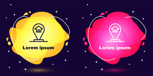 set line map pointer with house icon isolated vector image
