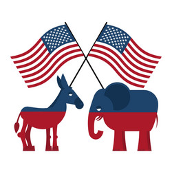 US Political Symbols - Elephant & Donkey Vector Image