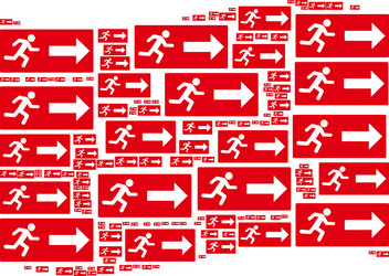 waving red flag mosaic emergency exit items vector image