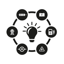 Black electricity icon set vector