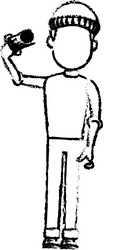 computer hacker man character system thief holding vector image
