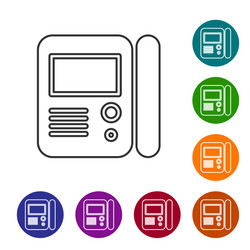 Grey line house intercom system icon isolated vector