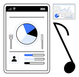 mobile app dashboard with pie chart and data vector image