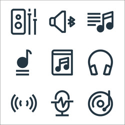 music player interface line icons linear set vector