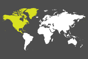 North america continent green marked in world map vector